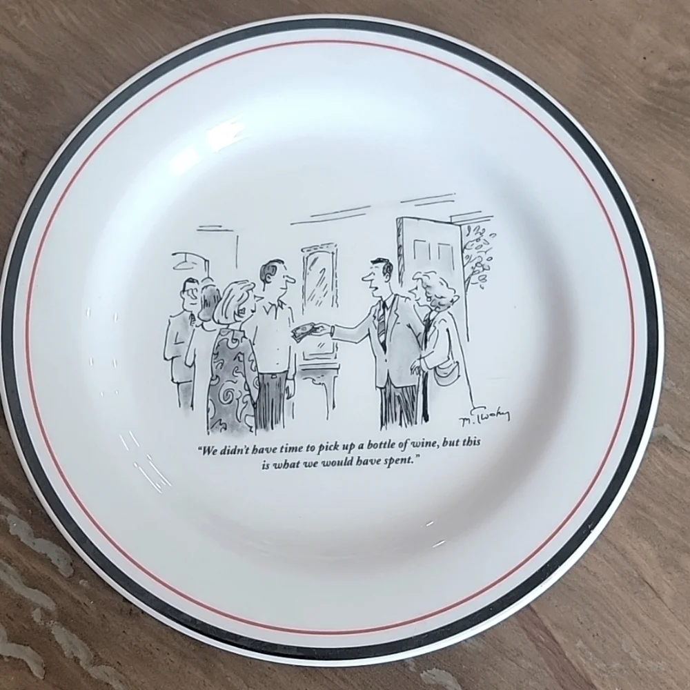 Restoration Hardware Appetizer/Dessert‎ Plates - New Yorker Cartoon Set of 2